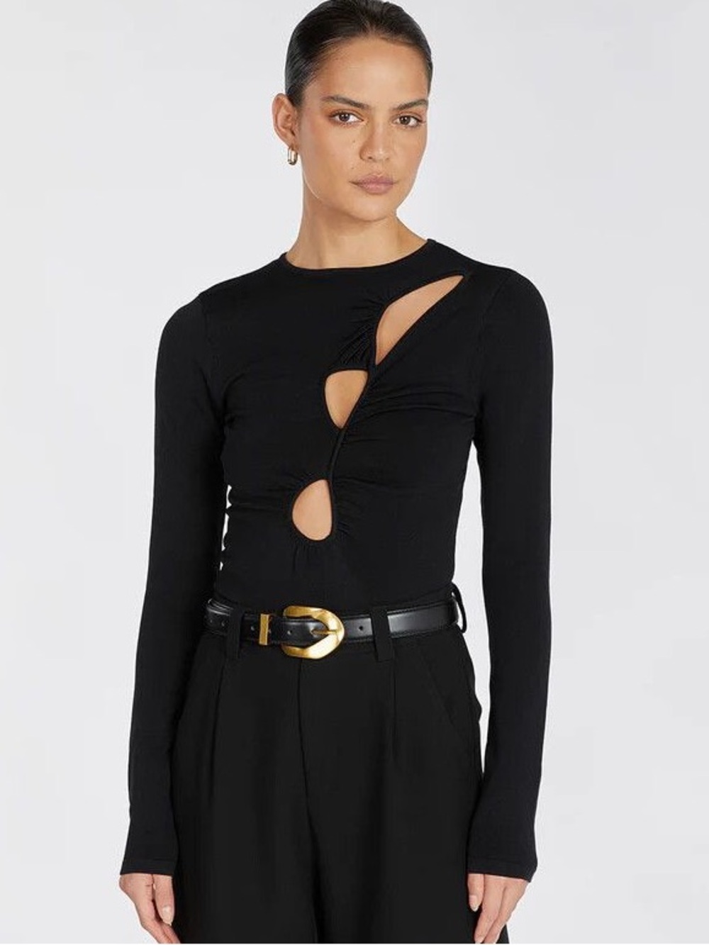 DISSH Monique Cutout Knit Top Black XS Cropped